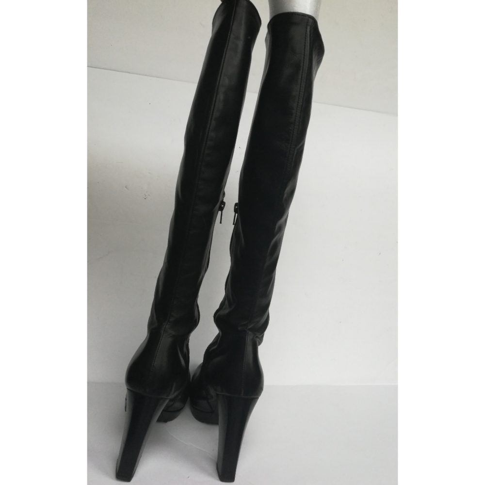 Stuart Weitzman Platform To The Knee Leather Boots - image 5